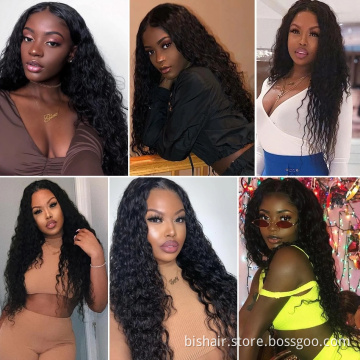 BIS Hair natural wave closure wig 1B color 4x4 inches human hair lace front wig Brazilian human hair wig